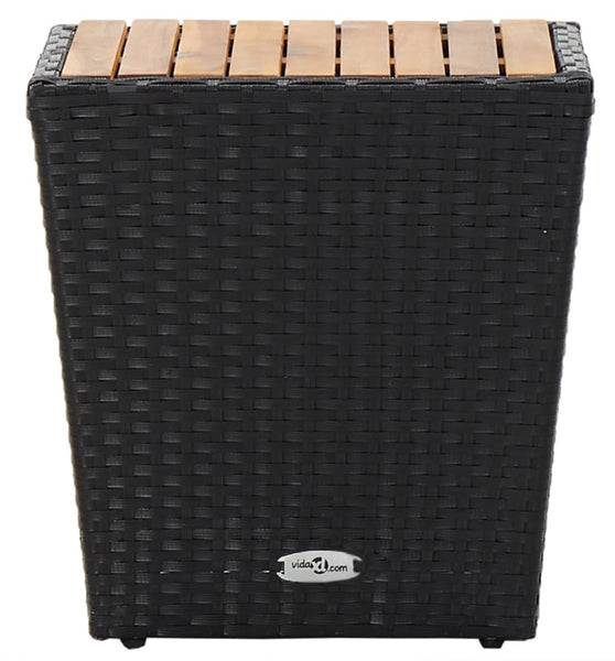 Beistelltisch Schwarz 41,5×41,5×43 cm Poly Rattan & Massivholz