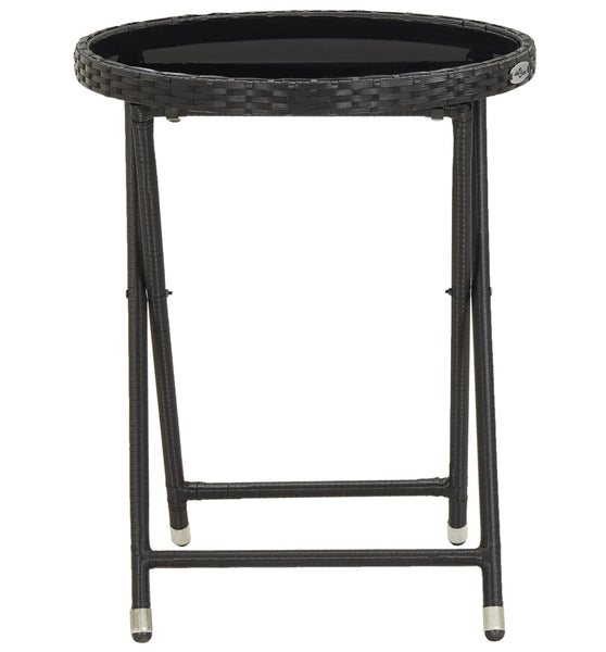 Beistelltisch Schwarz 60 cm Poly Rattan und Hartglas
