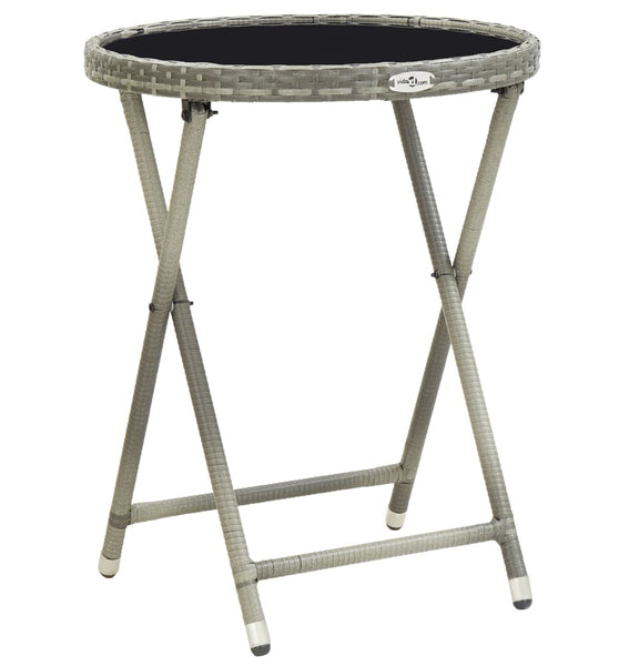 Beistelltisch Grau 60 cm Poly Rattan und Hartglas