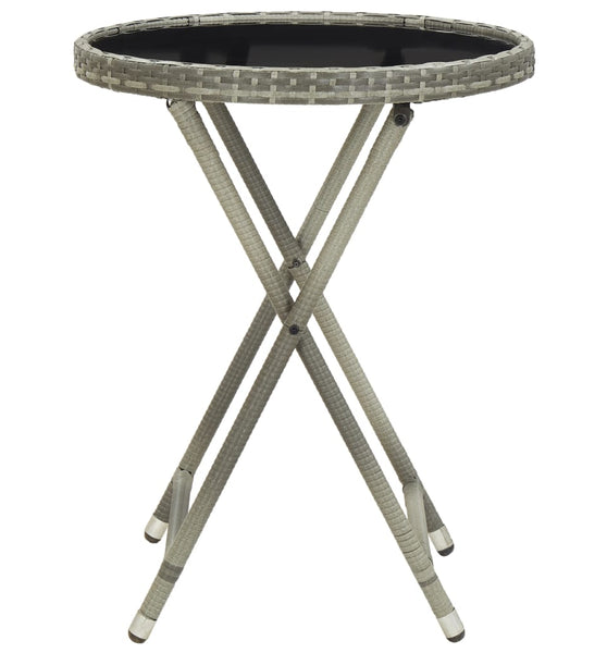 Beistelltisch Grau 60 cm Poly Rattan und Hartglas
