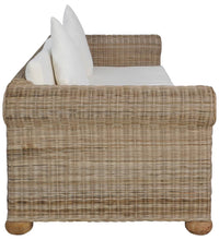 2-tlg. Sofagarnitur mit Kissen Natur Rattan