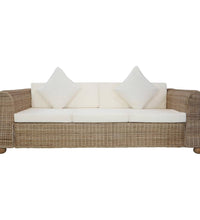 2-tlg. Sofagarnitur mit Kissen Natur Rattan