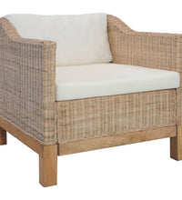 2-tlg. Sofagarnitur mit Auflagen Natur Rattan