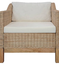 2-tlg. Sofagarnitur mit Auflagen Natur Rattan