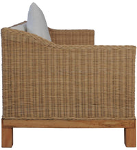2-tlg. Sofagarnitur mit Auflagen Natur Rattan