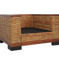 2-tlg. Sofagarnitur mit Auflagen Braun Natur Rattan