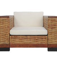2-tlg. Sofagarnitur mit Auflagen Braun Natur Rattan
