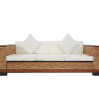 2-tlg. Sofagarnitur mit Auflagen Braun Natur Rattan