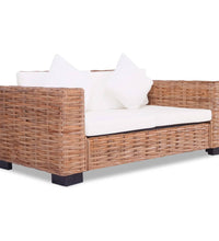 2-tlg. Sofagarnitur mit Auflagen Natur Rattan