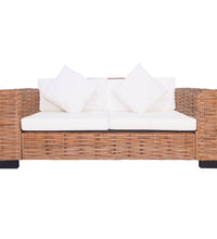 2-tlg. Sofagarnitur mit Auflagen Natur Rattan