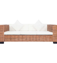2-tlg. Sofagarnitur mit Auflagen Natur Rattan