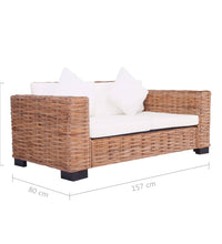 2-tlg. Sofagarnitur mit Auflagen Natur Rattan
