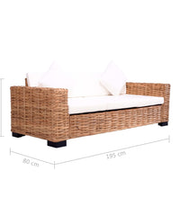 2-tlg. Sofagarnitur mit Auflagen Natur Rattan