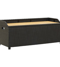 Sitzbank mit Stauraum 120 cm Poly Rattan Schwarz