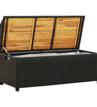 Sitzbank mit Stauraum 120 cm Poly Rattan Schwarz