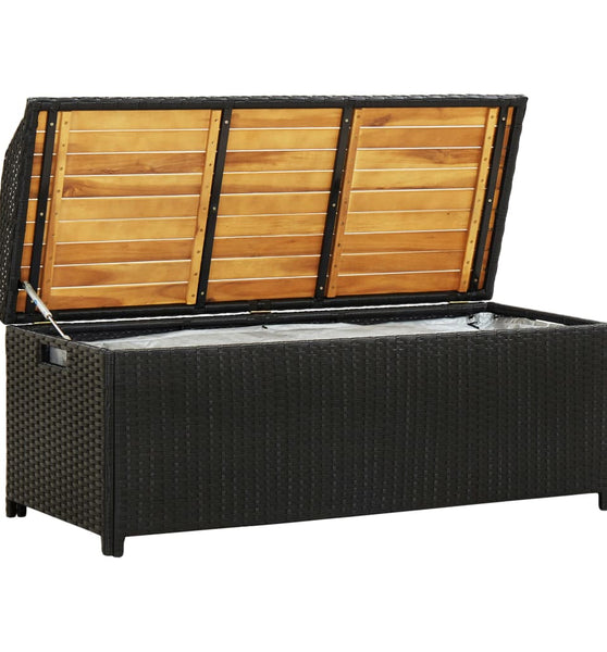 Sitzbank mit Stauraum 120 cm Poly Rattan Schwarz