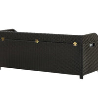 Sitzbank mit Stauraum 120 cm Poly Rattan Schwarz