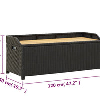 Sitzbank mit Stauraum 120 cm Poly Rattan Schwarz