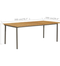 Gartentisch 200x100x72 cm Akazie Massivholz und Stahl