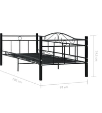 Tagesbett-Rahmen Schwarz Metall 90×200 cm