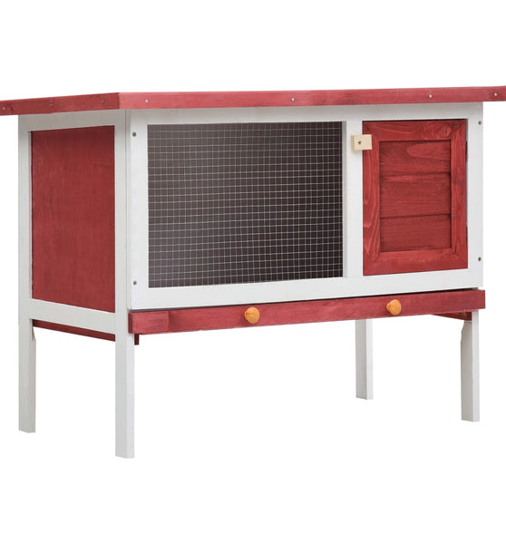 Kaninchenstall 1 Ebene Rot Holz