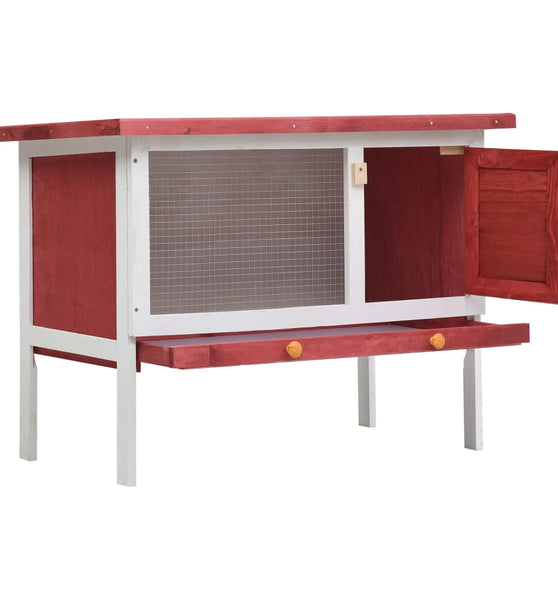Kaninchenstall 1 Ebene Rot Holz
