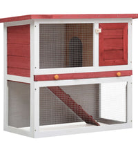 Kaninchenstall 1 Tür Rot Holz