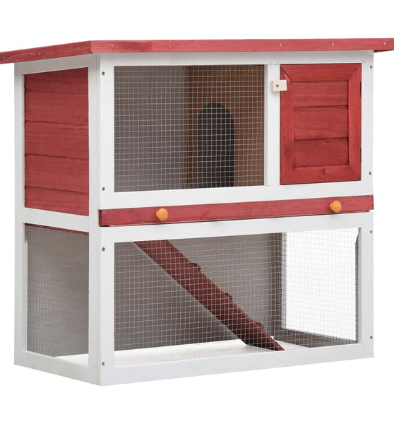 Kaninchenstall 1 Tür Rot Holz