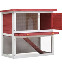 Kaninchenstall 1 Tür Rot Holz