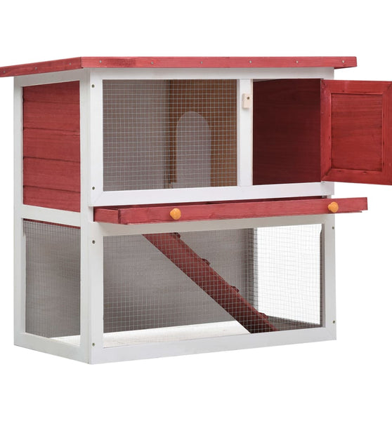 Kaninchenstall 1 Tür Rot Holz
