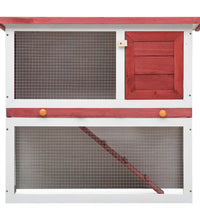 Kaninchenstall 1 Tür Rot Holz