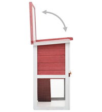 Kaninchenstall 1 Tür Rot Holz