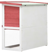 Kaninchenstall 1 Tür Rot Holz