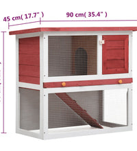 Kaninchenstall 1 Tür Rot Holz