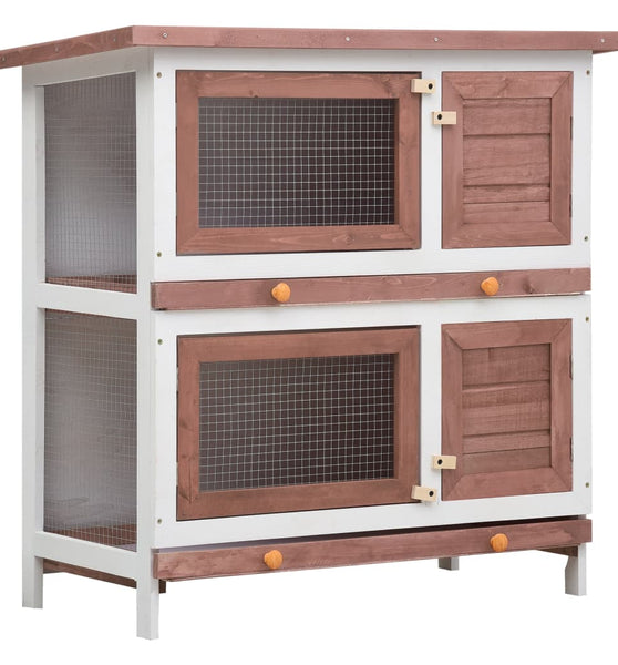 Kaninchenstall 4 Türen Braun Holz