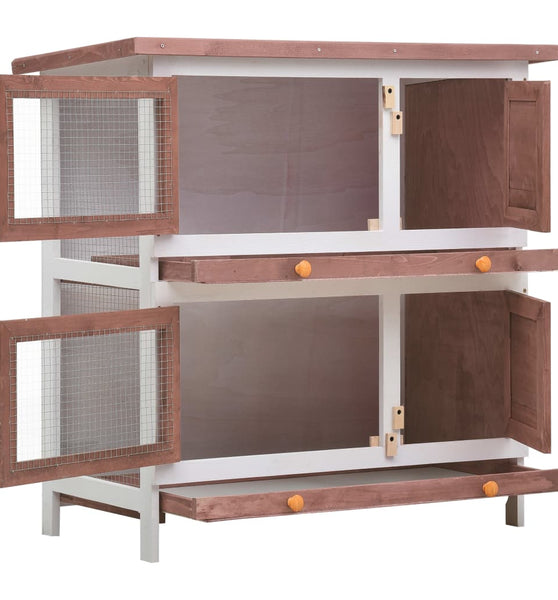 Kaninchenstall 4 Türen Braun Holz