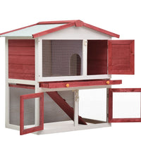 Kaninchenstall 3 Türen Rot Holz