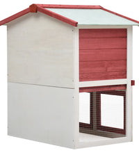 Kaninchenstall 3 Türen Rot Holz