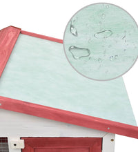 Kaninchenstall 3 Türen Rot Holz