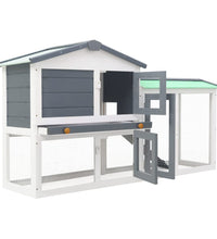 Großer Kaninchenstall Grau und Weiß 145x45x84 cm Holz