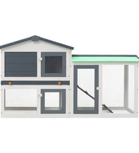 Großer Kaninchenstall Grau und Weiß 145x45x84 cm Holz