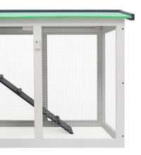 Großer Kaninchenstall Grau und Weiß 145x45x84 cm Holz
