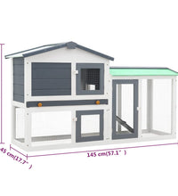 Großer Kaninchenstall Grau und Weiß 145x45x84 cm Holz