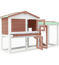 Großer Kaninchenstall Braun und Weiß 145x45x84 cm Holz