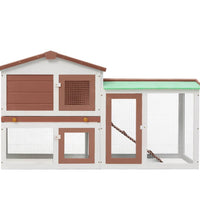 Großer Kaninchenstall Braun und Weiß 145x45x84 cm Holz