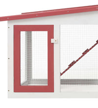 Großer Kaninchenstall Rot und Weiß 204x45x85 cm Holz