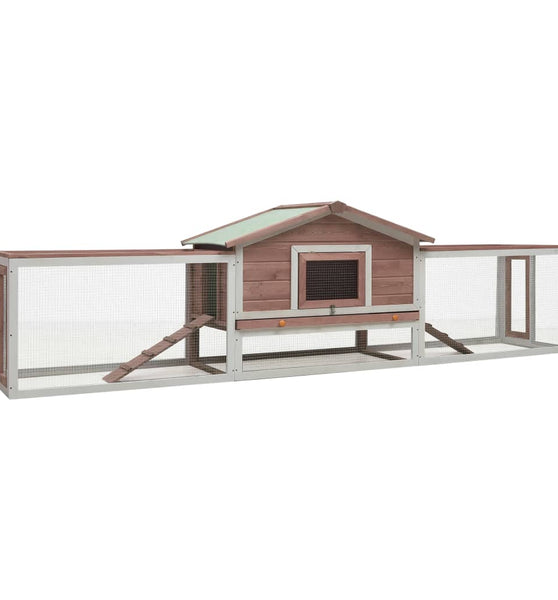 Kaninchenstall Mokka 310x70x87 cm Kiefer & Tanne Massivholz
