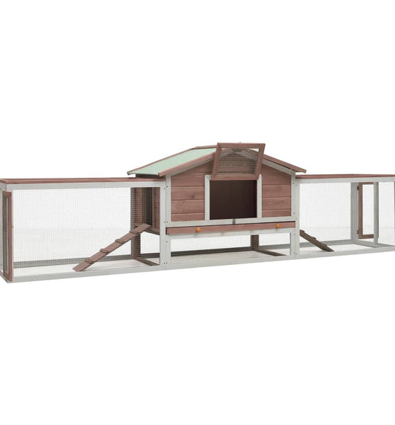 Kaninchenstall Mokka 310x70x87 cm Kiefer & Tanne Massivholz
