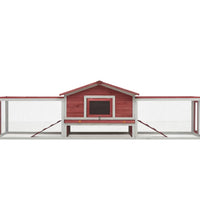 Kaninchenstall Rot 310x70x87 cm Kiefer & Tanne Massivholz
