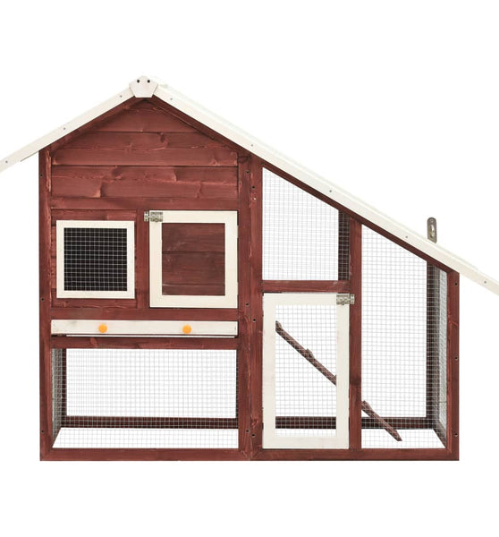Kaninchenstall Mokka und Weiß 140x63x120 cm Tanne Massivholz